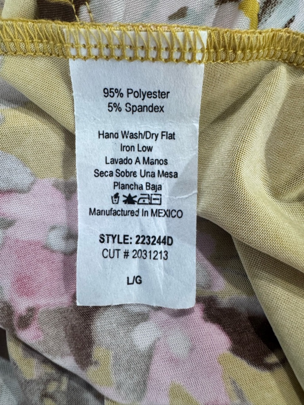 NWT Chris & Carol Mustard Floral Surplice True Neck Maxi Dress with Tie, Sz. L - Picture 7 of 7